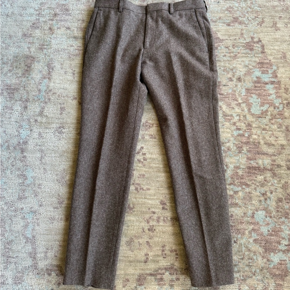 Men's Brown Wool Pants JCrew. Herringbone